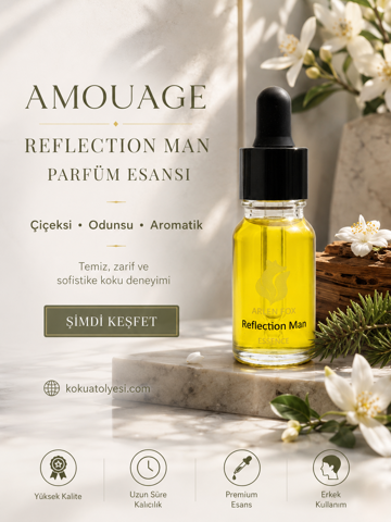 Reflection Man Esintili Erkek Parfüm Esansı | Çiçeksi, Odunsu ve Aromatik Koku