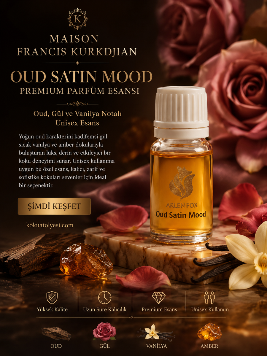 Oud Satin Mood Esintili Unisex Parfüm Esansı | Oud, Gül ve Vanilya Notalı