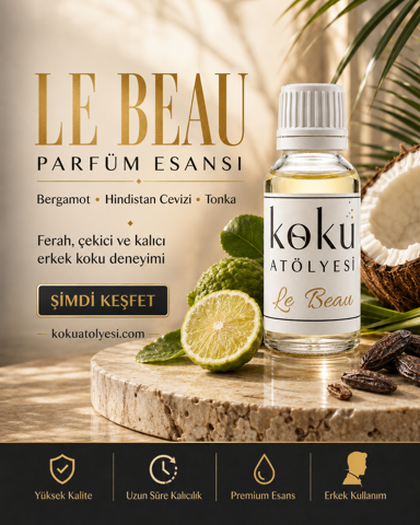 Le Beau Esintili Erkek Parfüm Esansı | Bergamot, Hindistan Cevizi ve Tonka Notalı