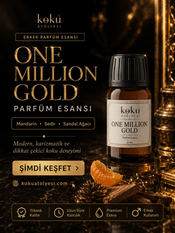 Million Gold Men Esintili Erkek Parfüm Esansı | Mandarin, Sedir ve Sandal Ağacı Notalı