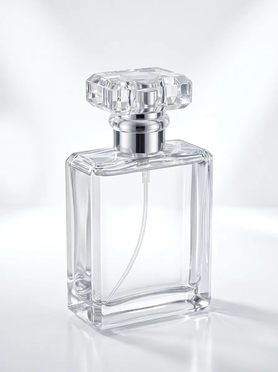 50 ml Kristal Kapaklı Şeffaf Parfüm Şişesi – Gümüş Spreyli 2