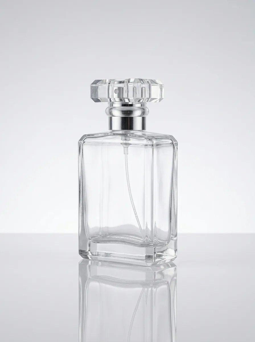 50 ml Kristal Kapaklı Şeffaf Parfüm Şişesi – Gümüş Spreyli 3