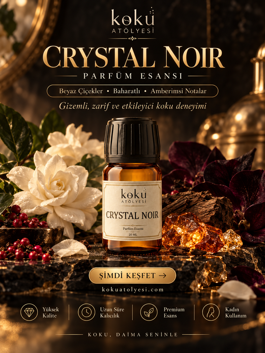 Crystal Noir Esintili Parfüm Esansı | Beyaz Çiçek, Baharatlı ve Amberimsi Notalı 2