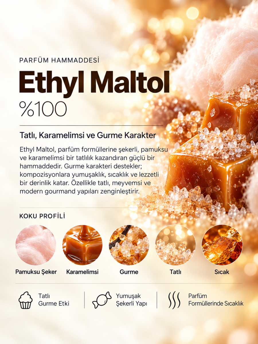 Ethyl Maltol %100 | Tatlı, Karamelimsi ve Gurme Parfüm Hammaddesi