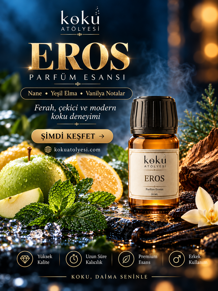 Eros Esintili Erkek Parfüm Esansı 20 ml Ferah Tatlı Kalıcı DPG Hediyeli 2