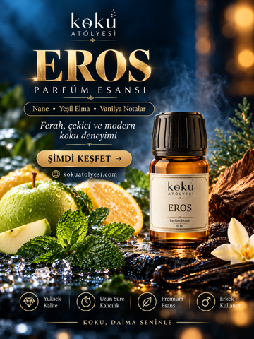 Eros Esintili Erkek Parfüm Esansı 20 ml Ferah Tatlı Kalıcı DPG Hediyeli